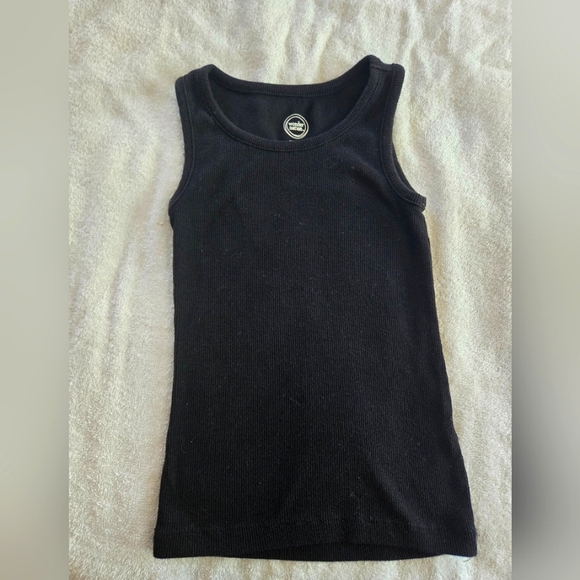 Girl's Black Ribbed Tank Top - Picture 1 of 2